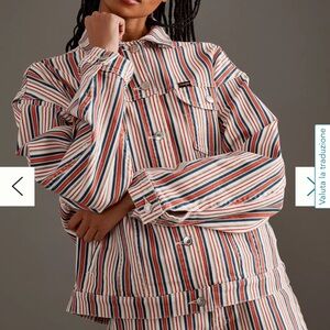 Wrangler Oversized Girlfriend Jacket in Americana Stripe Women's Size XL nwt